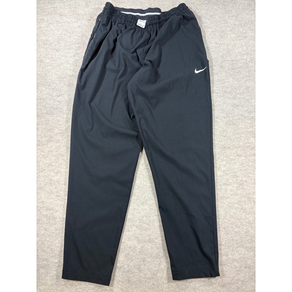 Nike Mens XL Black Woven Athletic Track Pants Elastic Waist Drawstring RN56323
